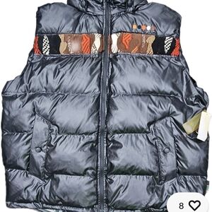 COOGI Black Puffer Vest with Multicolor Accents
